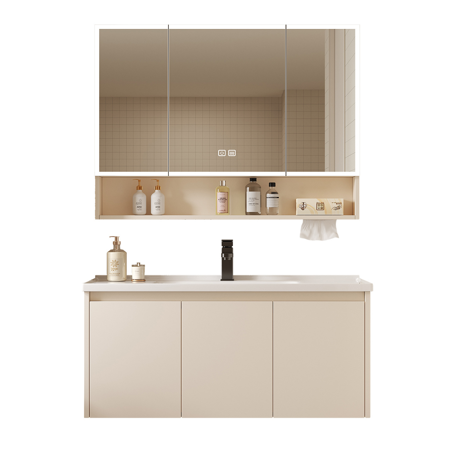 Home Bathroom Wallpaper - Space Aluminum Bathroom Smart Storage Mirror