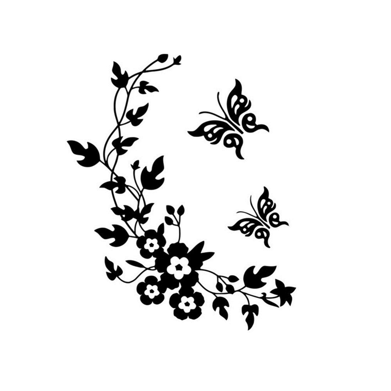 Home Bathroom Wallpaper - Butterfly Flower Vine Bathroom Wall Stickers