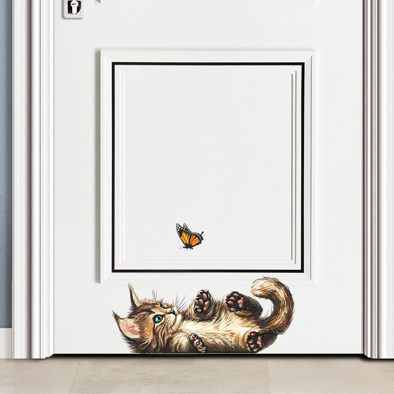 T15# Cute Kitten Butterfly Pla - đánh giá và giá Home Bathroom Wallpaper