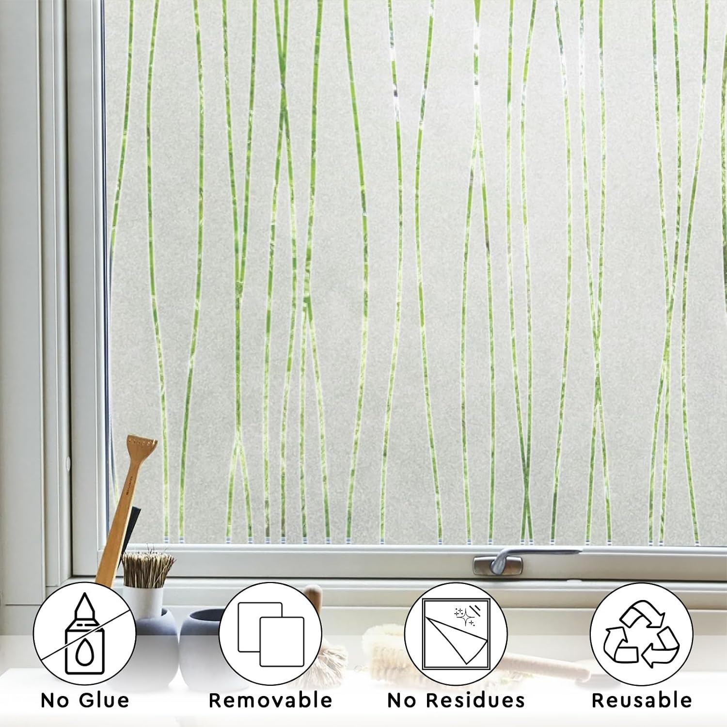 Stripe Pattern Frosted Window  - đánh giá và giá Home Bathroom Window Tint