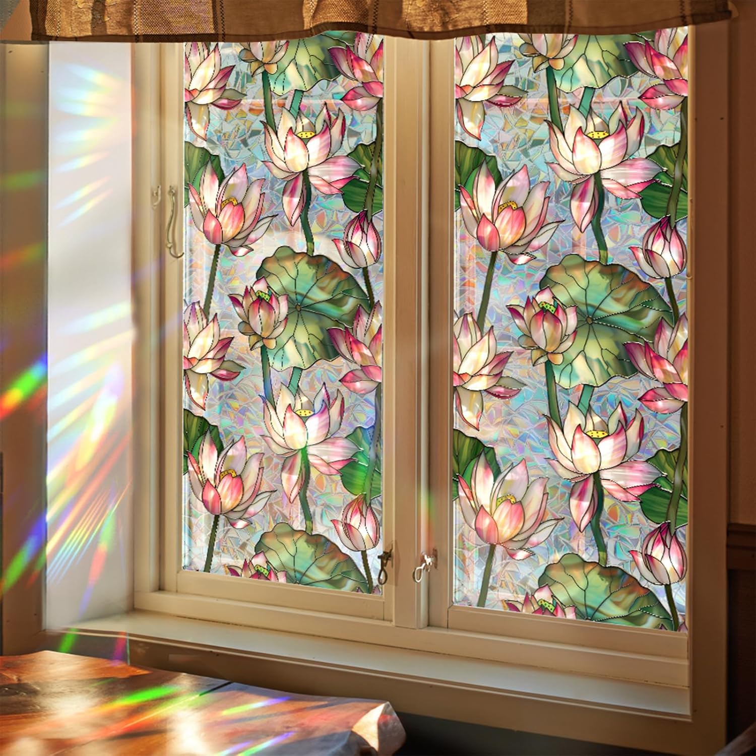 Lotus Flowers Stained Glass Wi - đánh giá và giá Home Bathroom Window Tint
