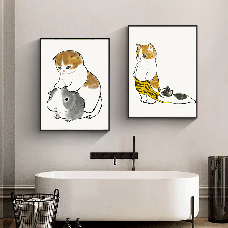 Toilet Cat Playing Mobile Phon - đánh giá và giá Home Bathroom Wallpaper