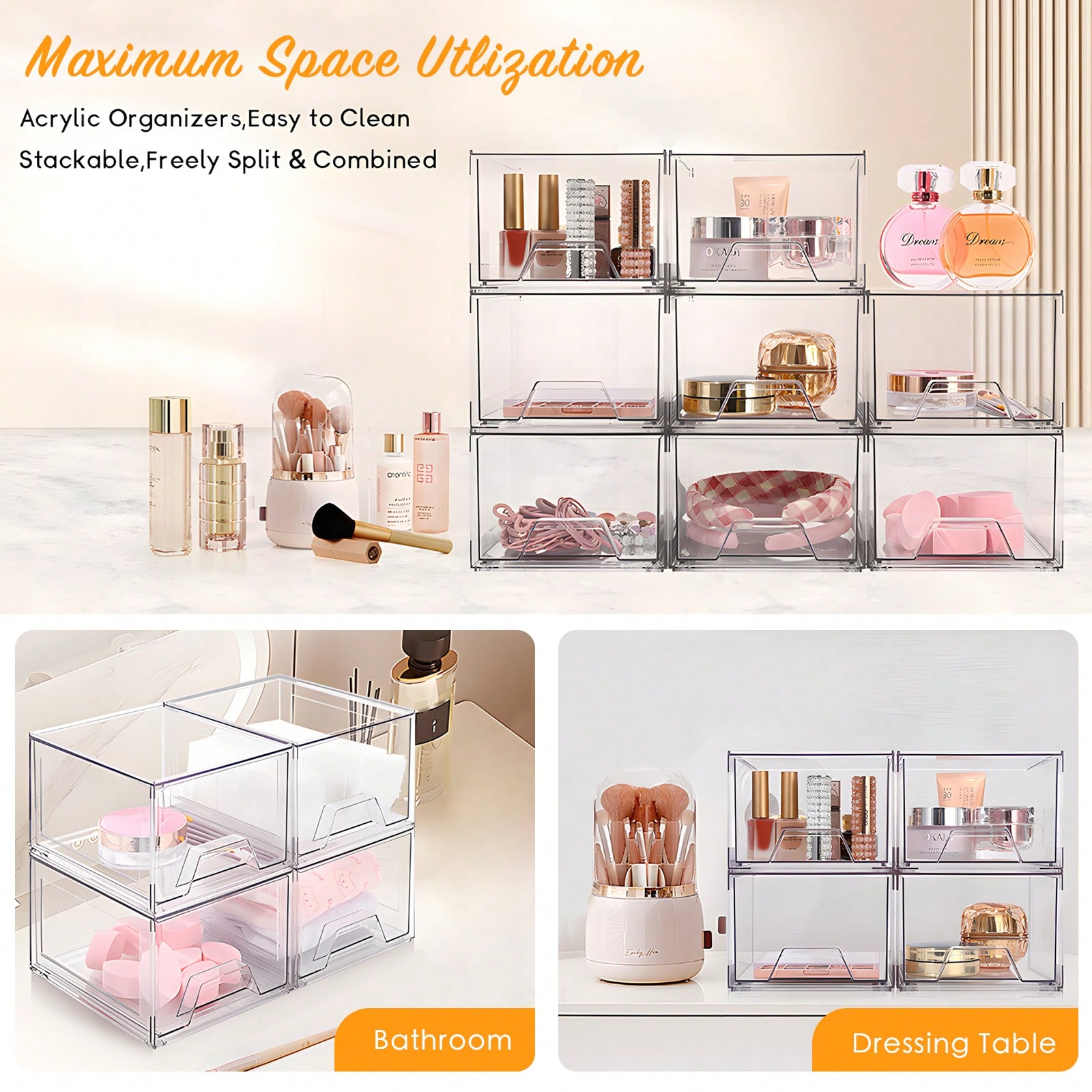 2/4 Pack Stackable Makeup Orga - đánh giá và giá Home Depot Bathroom Sink