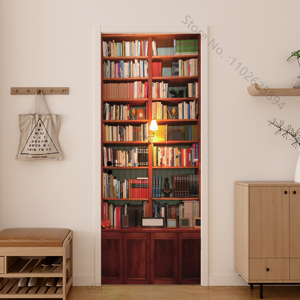Girl Shadow Wooden Doors Vinyl - đánh giá và giá Home Bathroom Wallpaper