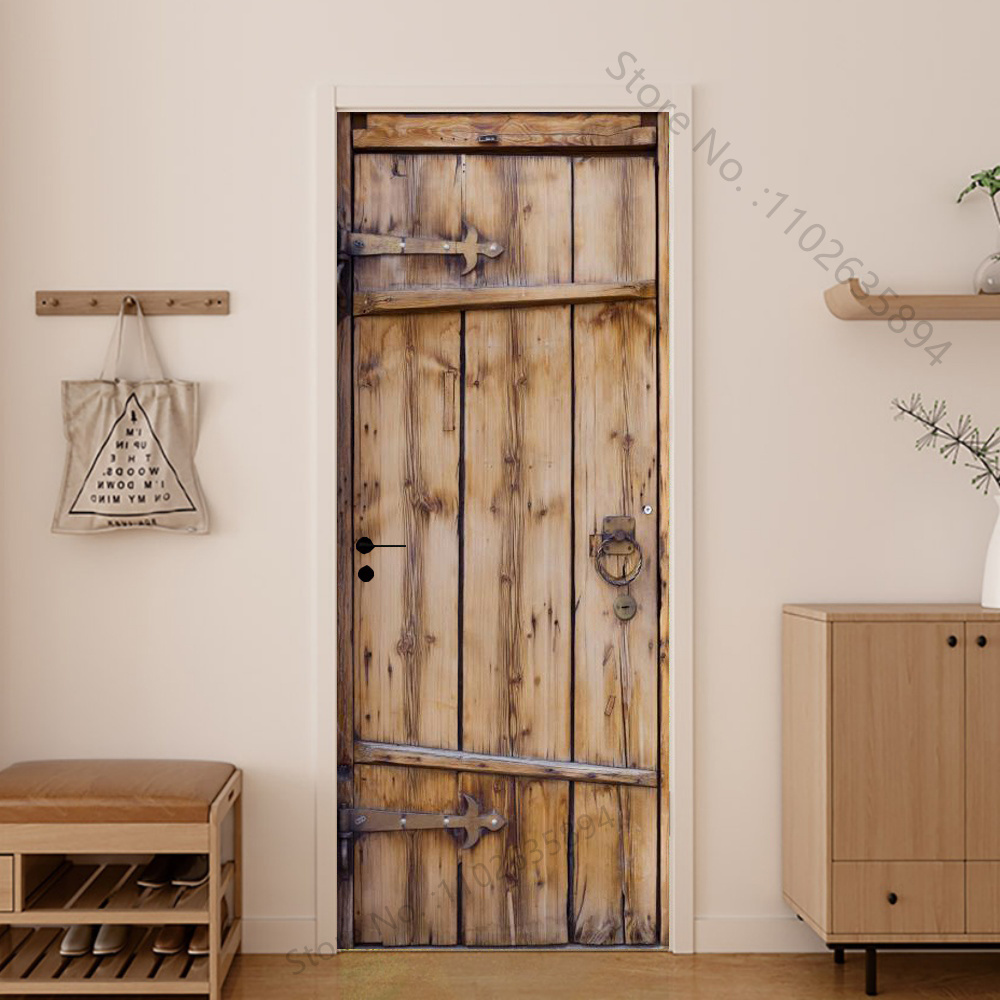 Girl Shadow Wooden Doors Vinyl - đánh giá và giá Home Bathroom Wallpaper