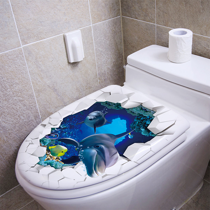 1pc 3D Toilet Seat Wall Sticke - đánh giá và giá Home Bathroom Wallpaper