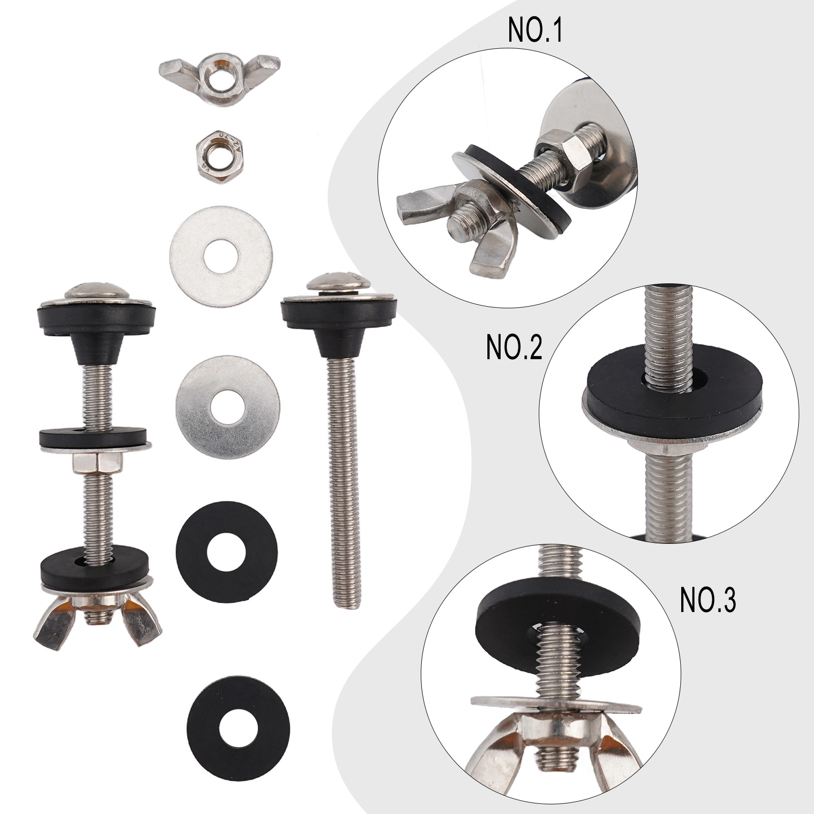 2pcs Toilet Tank To Bowl Bolt  - đánh giá và giá Tiny Home Bathroom Kit