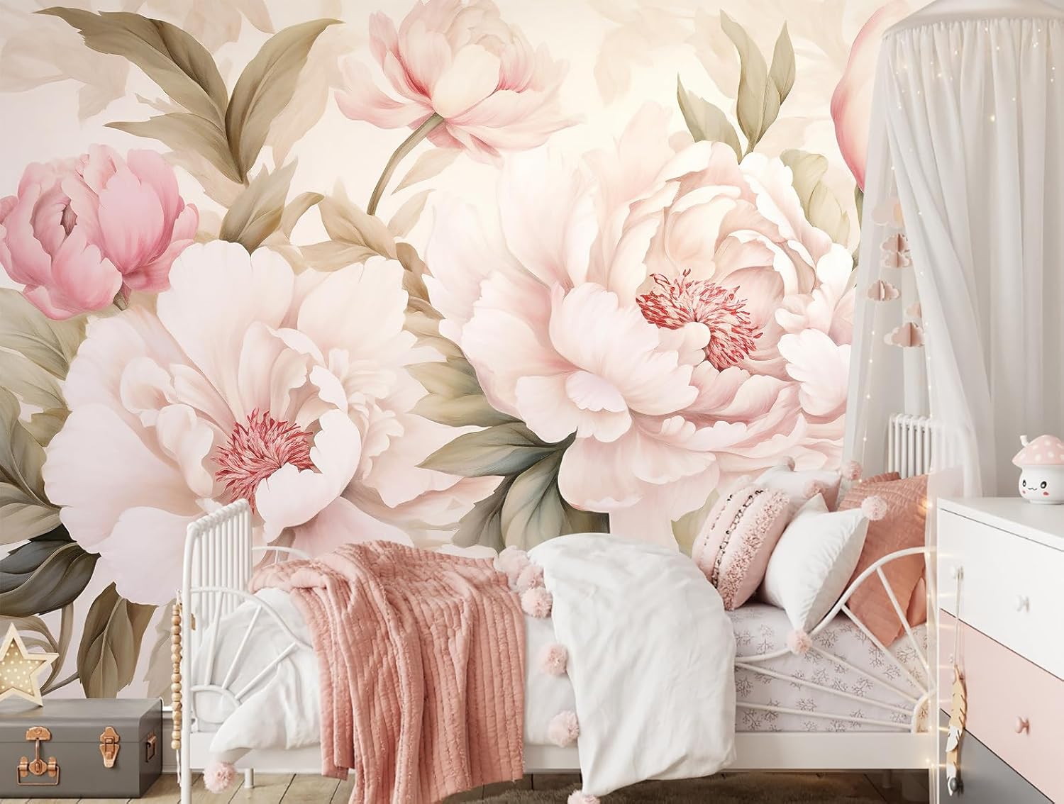 Elegant Peony Floral Mural Wal - đánh giá và giá Home Bathroom Wallpaper