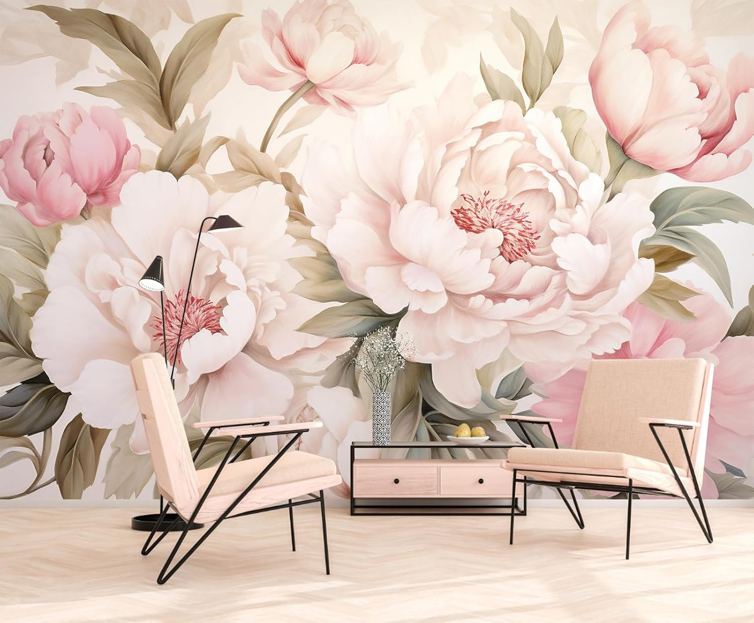 Elegant Peony Floral Mural Wal - đánh giá và giá Home Bathroom Wallpaper