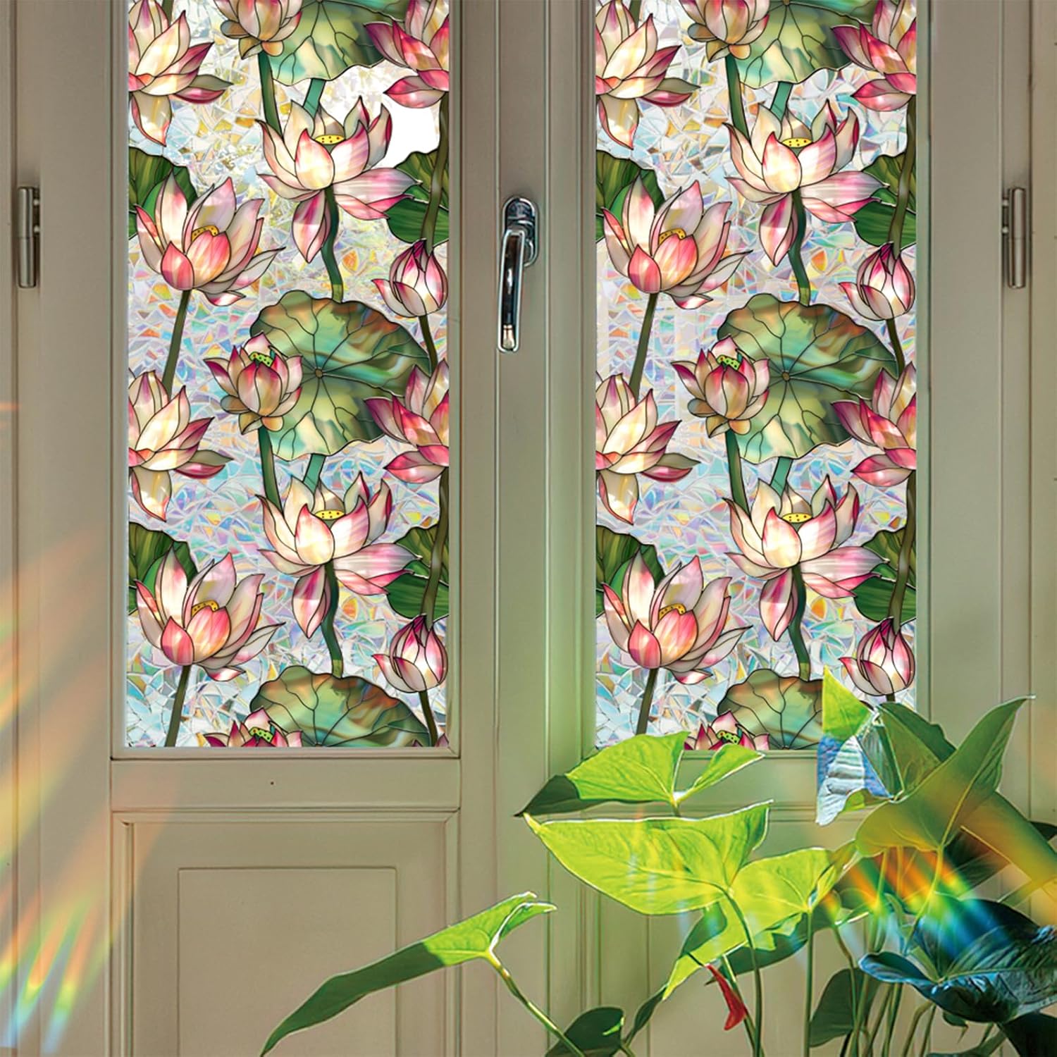 Lotus Flowers Stained Glass Wi - đánh giá và giá Home Bathroom Window Tint