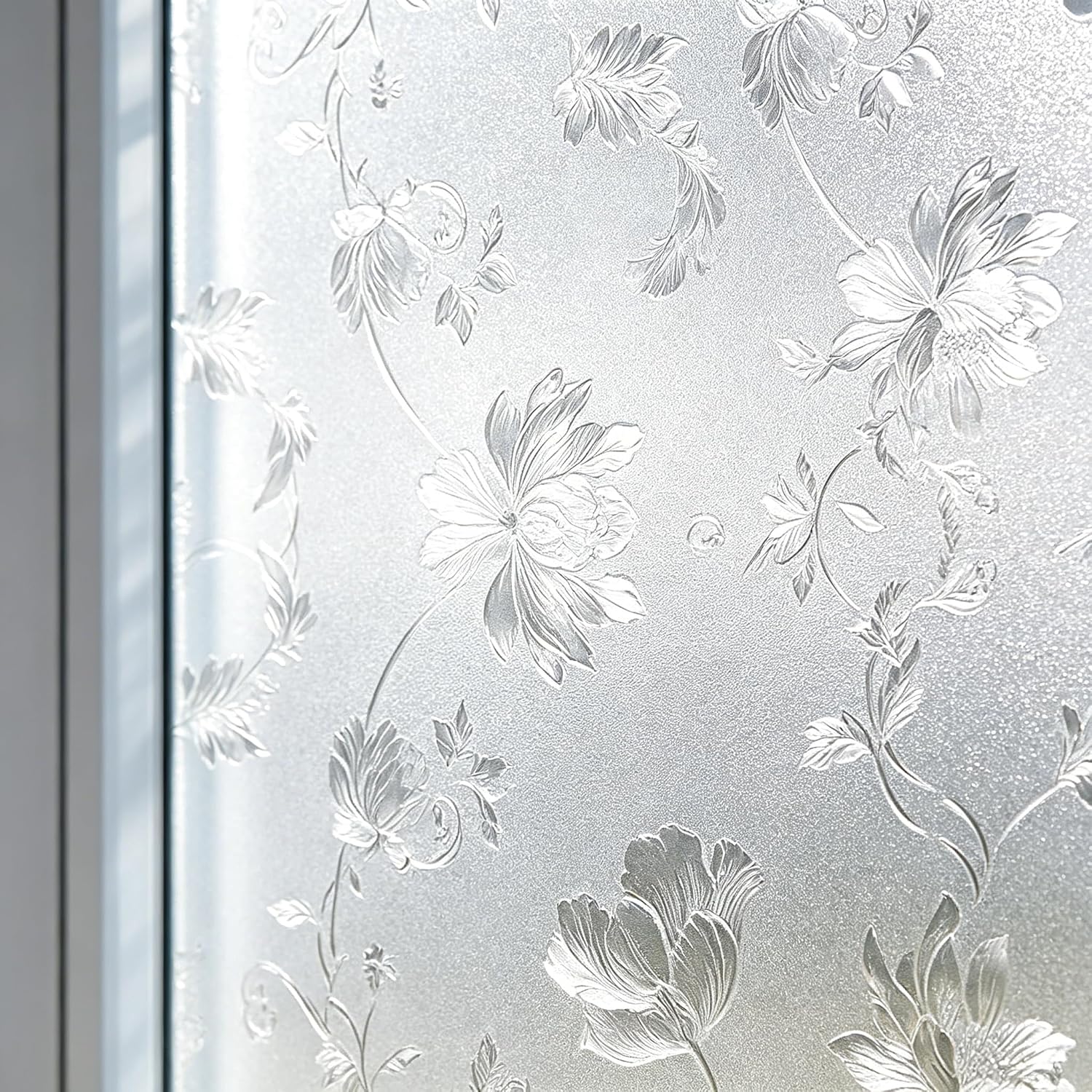 Floral Frosted Window Privacy  - đánh giá và giá Home Bathroom Window Tint