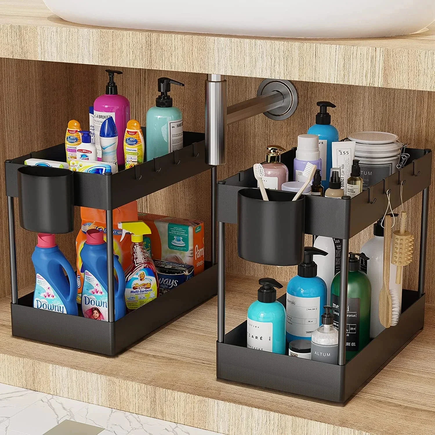 2 Tier Under Sink Sliding Stor - đánh giá và giá Home Depot Bathroom Sink