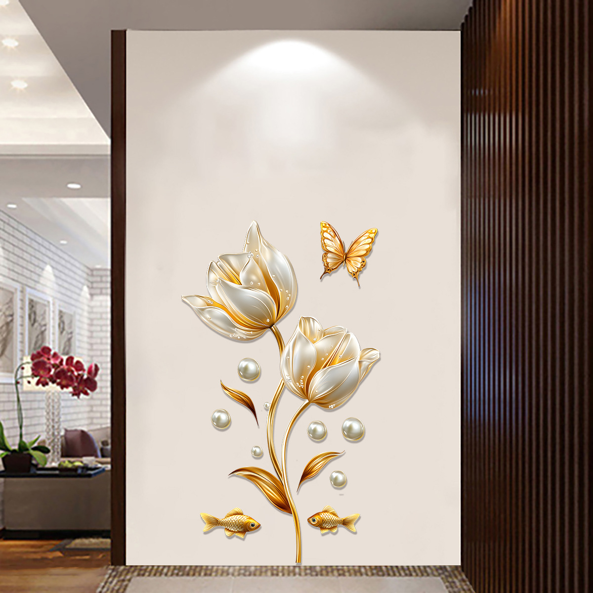 3D Tulip Wall Sticker Butterfl - đánh giá và giá Home Bathroom Wallpaper