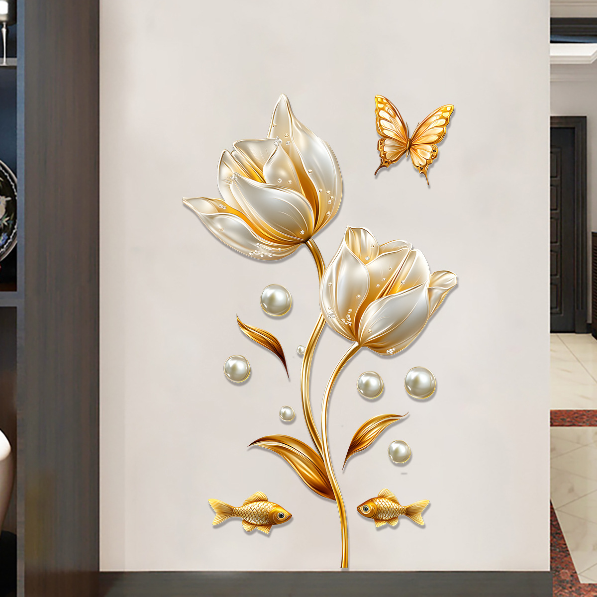 3D Tulip Wall Sticker Butterfl - đánh giá và giá Home Bathroom Wallpaper