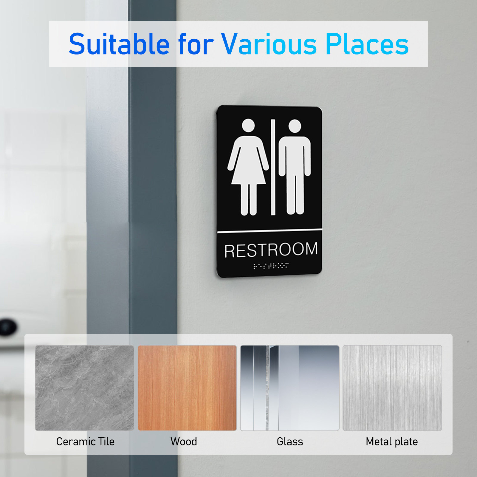 Braille Restroom Sign Self Adh - đánh giá và giá Home Office Bathroom