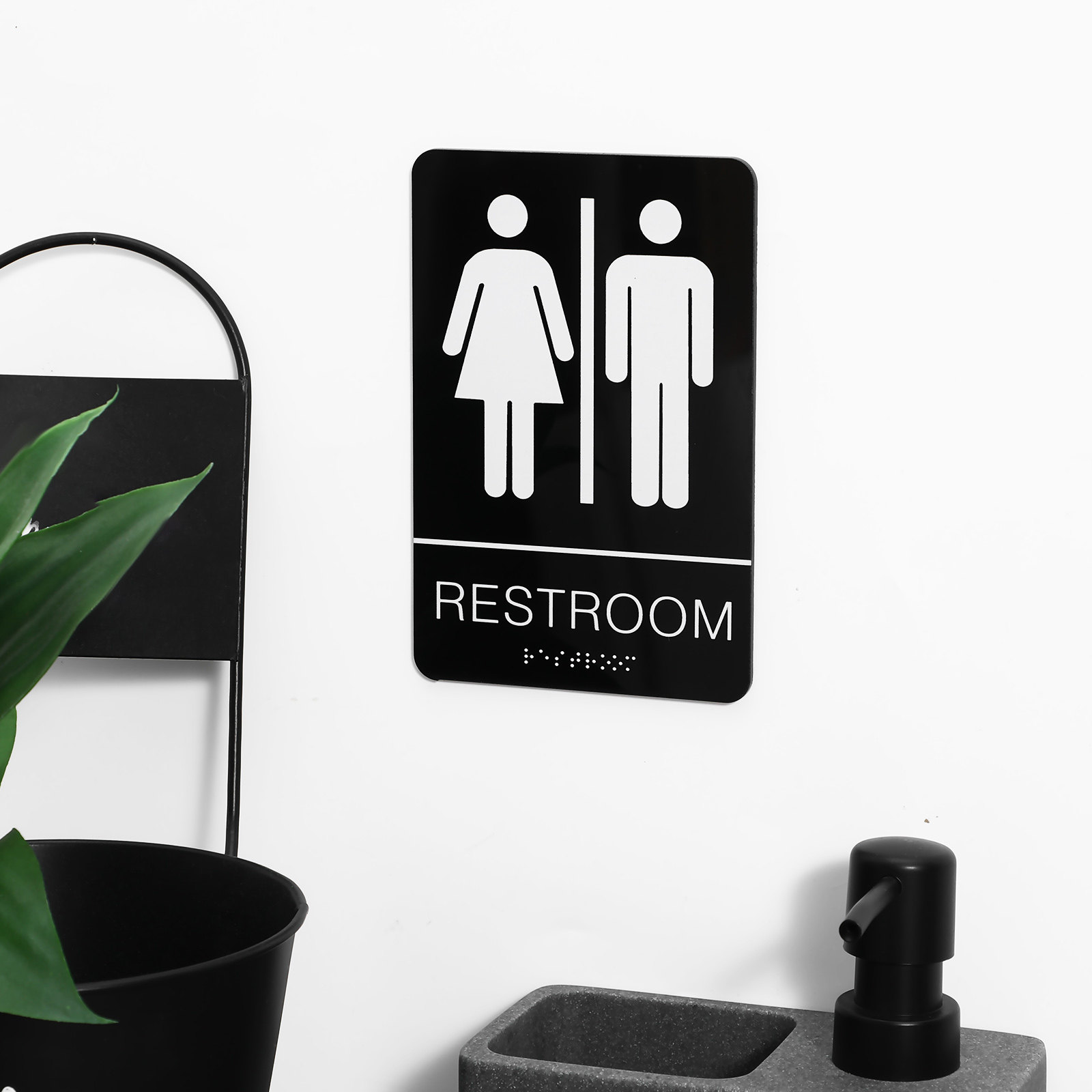 Braille Restroom Sign Self Adh - đánh giá và giá Home Office Bathroom