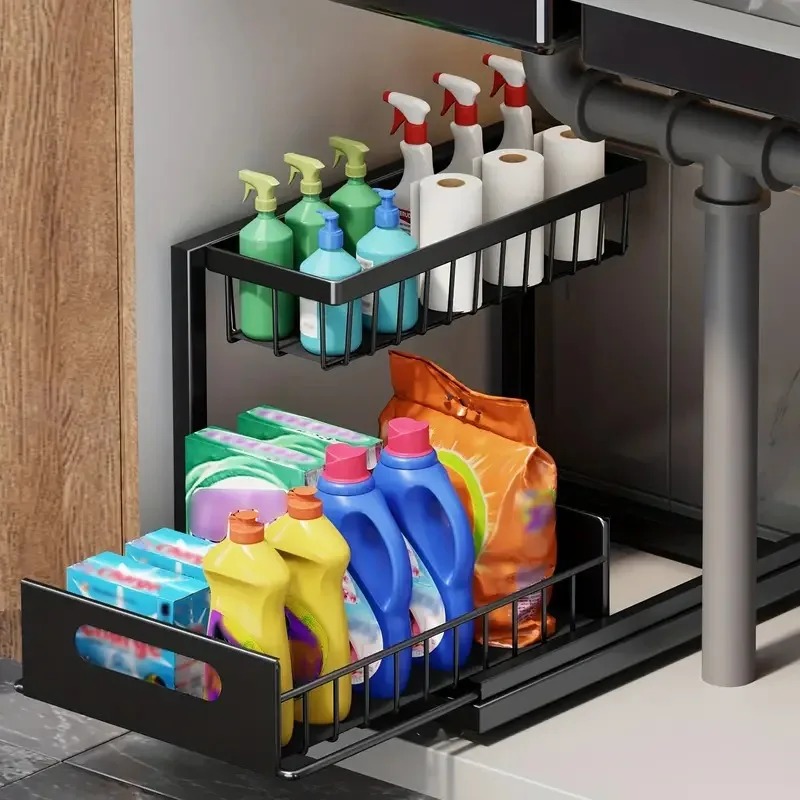 2 Tier Under Sink Organizer Pu - đánh giá và giá Home Depot Bathroom Sink