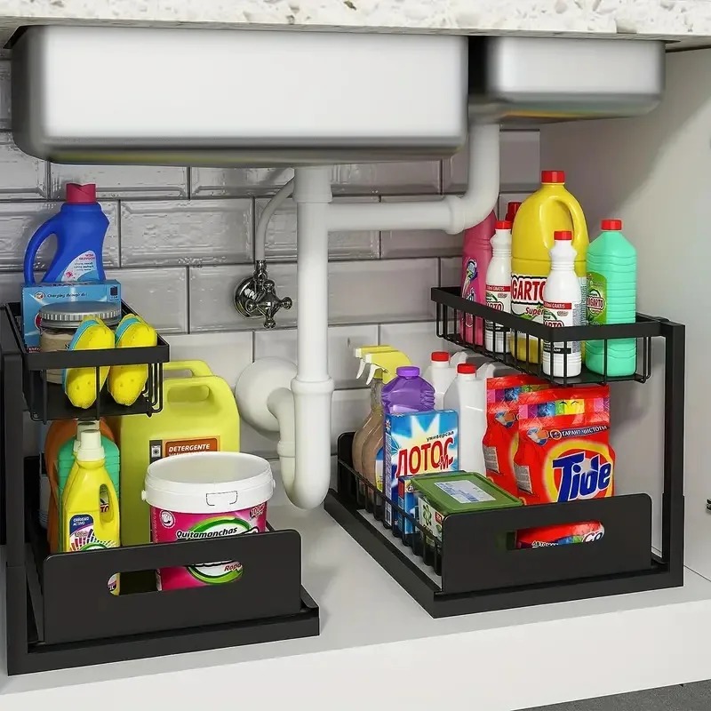 2 Tier Under Sink Organizer Pu - đánh giá và giá Home Depot Bathroom Sink