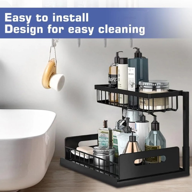 2 Tier Under Sink Organizer Pu - đánh giá và giá Home Depot Bathroom Sink